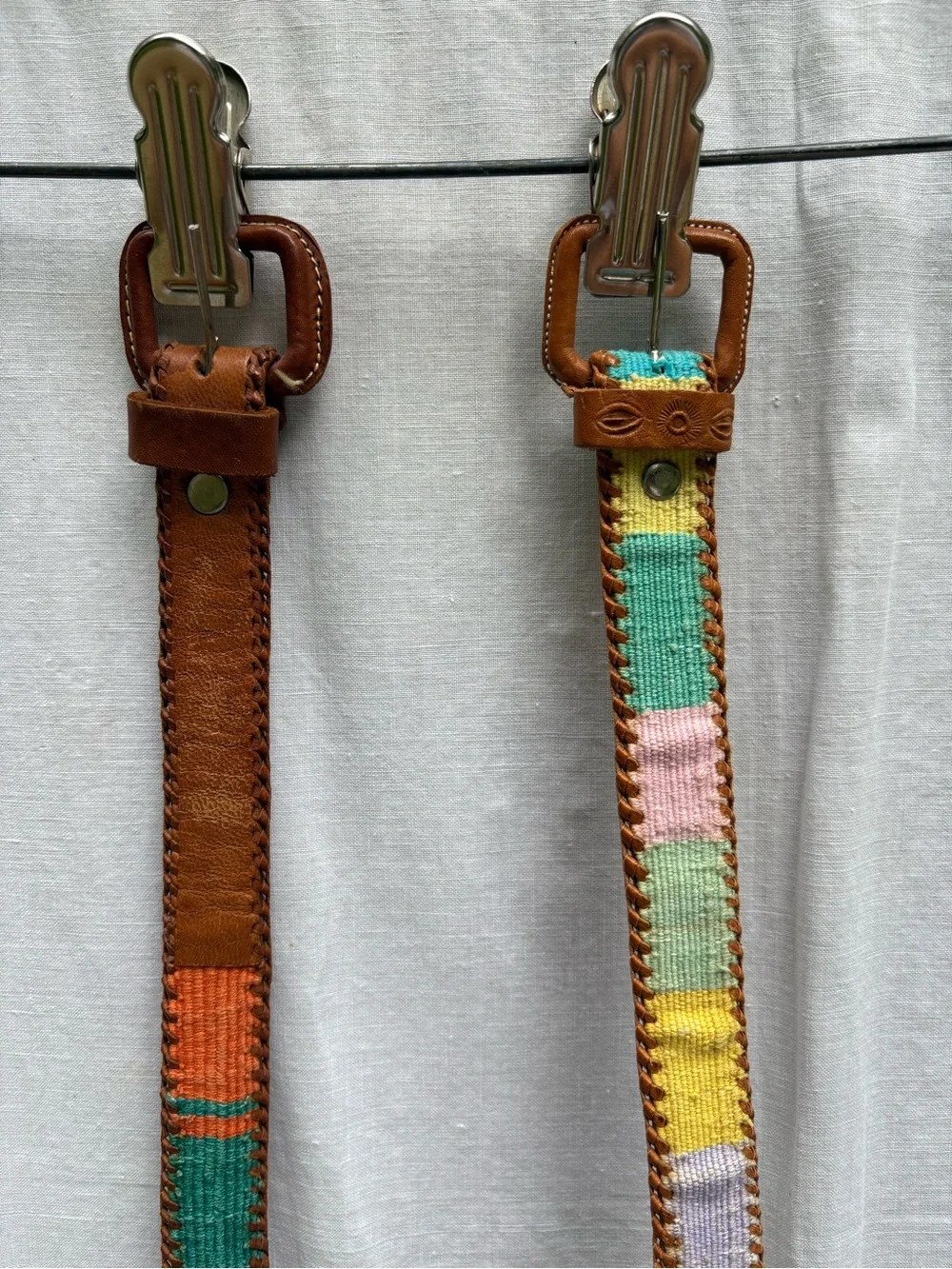 Vintage Handmade Belts From Guatemala Medium Set of 2